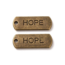 Tibetischen Stil Legierung Rechteck Anhänger, inspirierende Nachrichtenanhänger, mit Wort Hoffnung, cadmiumfrei und bleifrei, 8x21x2 mm, Bohrung: 2 mm, ca. 545 Stk. / 1000 g