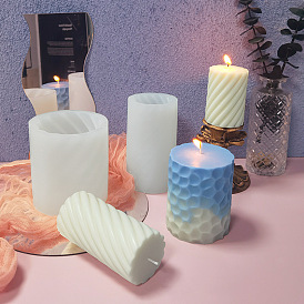 Embossed Pillar DIY Candle Silicone Molds, for Candle Making, Food Grade Silicone, Column