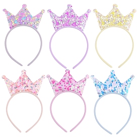 Bandes de cheveux en tissu avec couronne de princesse à paillettes pour enfants, pour les filles