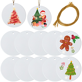 12 шт. фарфоровые заготовки для сублимационной термопереносной подвески, с джутовыми шнурами, для рождественского украшения