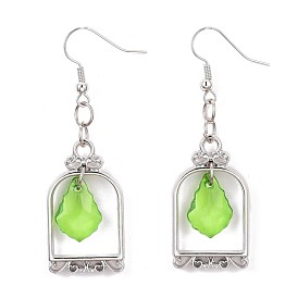 Brass Dangle Earrings, with Alloy Findings, Transparent Acrylic Pendants and Iron Findings