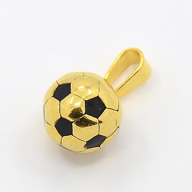 Conclusions de collier à la mode 304 charmes de ballon de football / soccer en acier inoxydable, noir