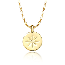Collier pendentif vintage en argent avec étoile à huit branches, style rétro pour femmes et hommes
