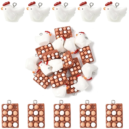 10 шт 2 стили подвески из непрозрачной смолы, с платиновыми железными петлями, подвески в виде яйца и цыпленка