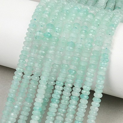Природных амазонит бисер нитей, граненые, рондель