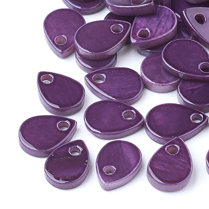 Freshwater Shell Charms, Spray Painted, Drop