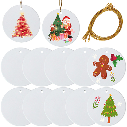 12 шт. фарфоровые заготовки для сублимационной термопереносной подвески, с джутовыми шнурами, для рождественского украшения