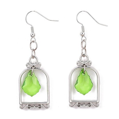 Brass Dangle Earrings, with Alloy Findings, Transparent Acrylic Pendants and Iron Findings