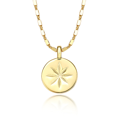 Collier pendentif vintage en argent avec étoile à huit branches, style rétro pour femmes et hommes
