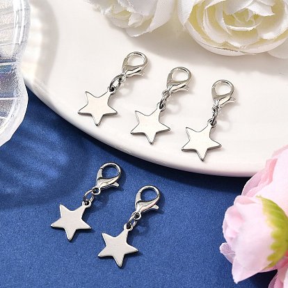 Звезда 304 подвесные украшения из нержавеющей стали, с цинковым сплавом застежками омаров коготь