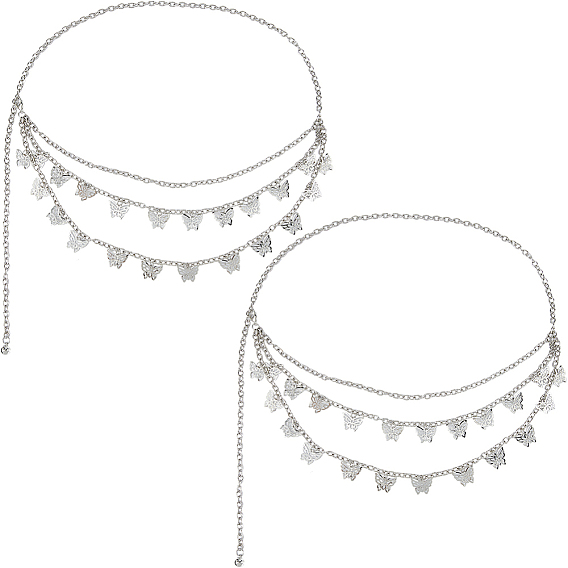 2 шт. железная витая цепочка с бабочкой и кисточкой на талию для женщин