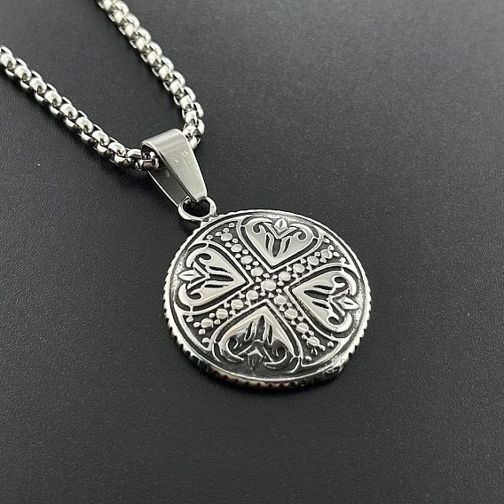 Панк-стиль 304 ожерелья с подвеской в виде сердца и креста из нержавеющей стали, винтажные модные мужские украшения из нержавеющей стали