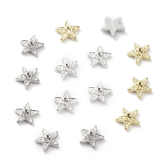 Brass Brass Cabochons, Filling Material for Epoxy Resin Craft Art, with Rhinestone Settings, Star
