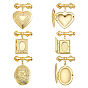 6шт. 3 стили латунные броши, с подвесками медных мешков, сердце, прямоугольник и овал