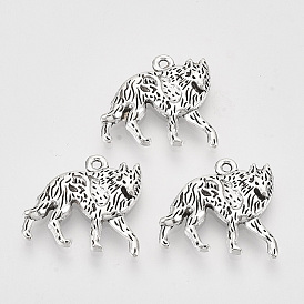 Сплавочные подвески тибетского стиля, без кадмия, без никеля и без свинца, волк