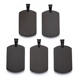 304 en acier inoxydable gros pendentifs, finition polie miroir, balises de marquage vierges, rectangle