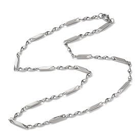 201 Stainless Steel Twist Bar Link Chain Necklaces for Men Women