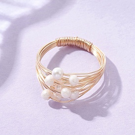 Кольца из натурального пресноводного жемчуга, с медной проволокой