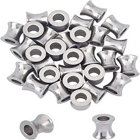 32шт. 2 цвета 304 европейские бусины из нержавеющей стали, бусины с большим отверстием, колонка