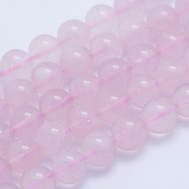 Brins naturels de perles de quartz rose du Brésil, ronde