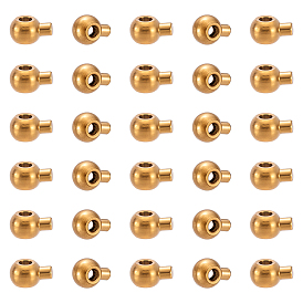 30шт. 304 обжимные бусины из нержавеющей стали, круглые, ионное покрытие (ip)