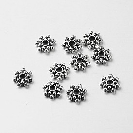 Тибетский стиль сплава ромашка разделительные бусины, 8x2 мм, отверстие : 2 мм