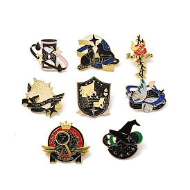 Magic Theme Enamel Pin, Golden Alloy Brooch for Backpack Clothes