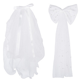 2 шт. 2 стили полиэстеровые свадебные фаты, с металлической расческой, бантом