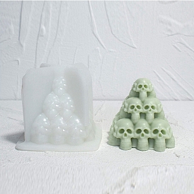 Moldes de estatua de silicona de calidad alimentaria con vela piramidal de calavera de halloween diy 3d, para escultura de retrato escultura de retrato fabricación de velas perfumadas