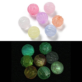 Luminous Acrylic Beads, Glow in the Dark Glitter Beads, Pumpkin