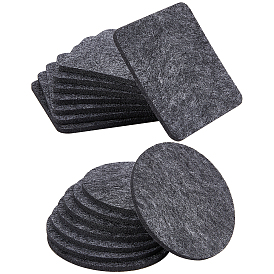 BENECREAT 16Pcs 2 Styles Wool Felt Cup Mat, Felt Coaster, for Drink with Holder, Square & Flat Round