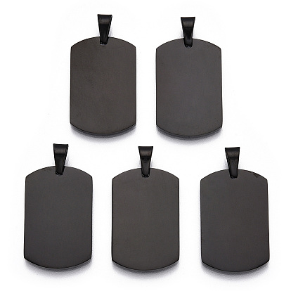 304 en acier inoxydable gros pendentifs, finition polie miroir, balises de marquage vierges, rectangle