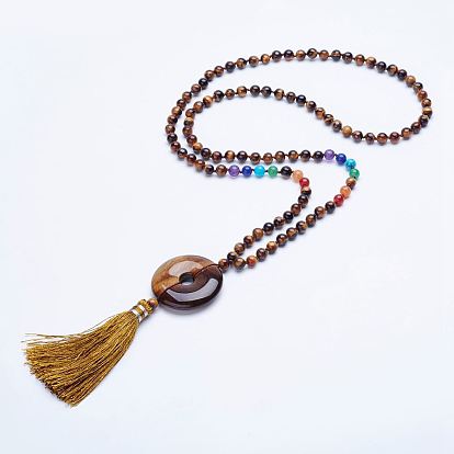 Природных драгоценных камней бисера ожерелья, с кисточкой подвесками