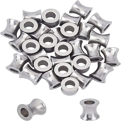 32шт. 2 цвета 304 европейские бусины из нержавеющей стали, бусины с большим отверстием, колонка