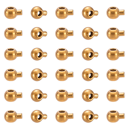 30шт. 304 обжимные бусины из нержавеющей стали, круглые, ионное покрытие (ip)