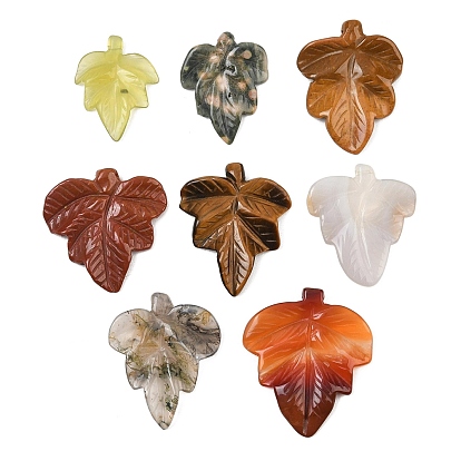 Colgantes tallados de piedras preciosas naturales, encantos de la hoja