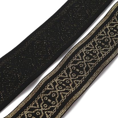 47 Yards Flat Flower Pattern Nylon Elastic Wide Band, Black Soft Elastic Band for Sewing Supplies