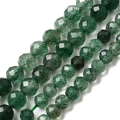 Натуральный зеленый клубника кварц бисер нити, граненые круглые