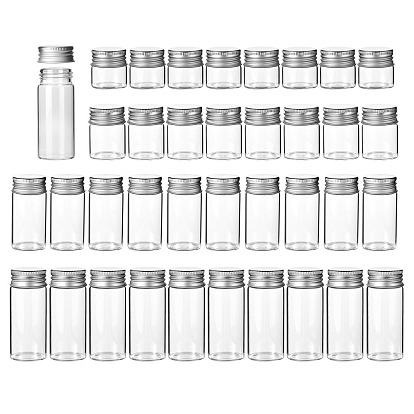40Pcs 4 Styles Round Glass Storage Containers, with Aluminium Screw Top Lid, for Cosmetic, Candles, Candies