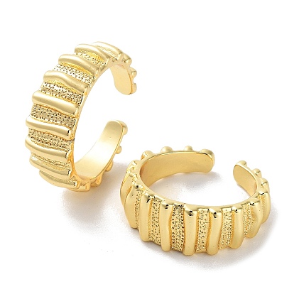 Brass Open Cuff Ring, Cadmium Free & Nickel Free & Lead Free, Stripe