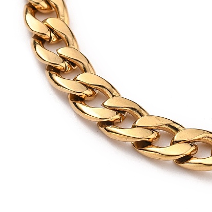 304 Stainless Steel Cuban Link Chain Bracelets, with Lobster Claw Clasps