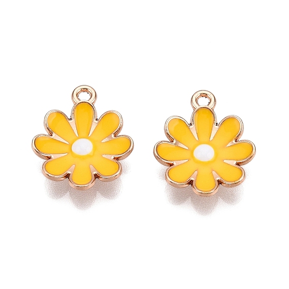 Подвески из эмали и сплава, без свинца и без кадмия, цветочный шарм, золотые
