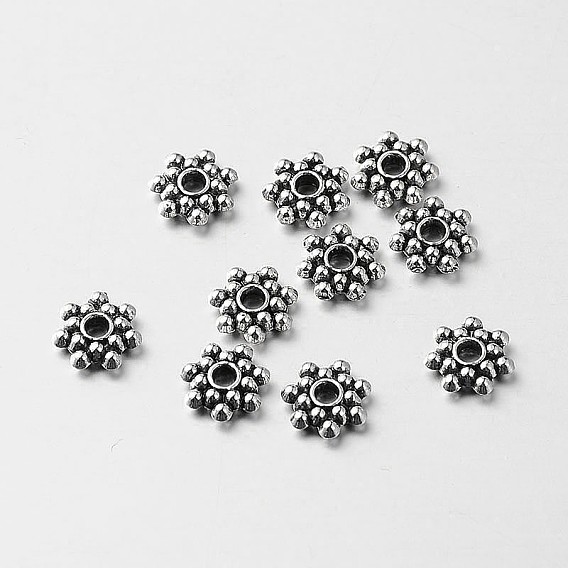 Тибетский стиль сплава ромашка разделительные бусины, 8x2 мм, отверстие : 2 мм