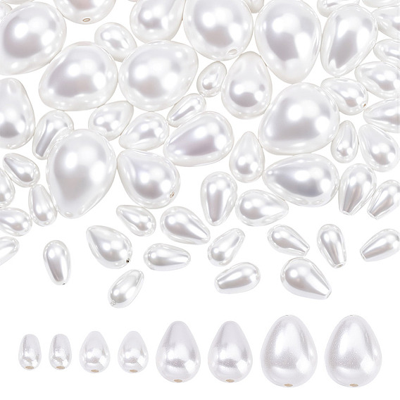 60 шт. 4 стили бусины из ракушек и жемчуга, слеза