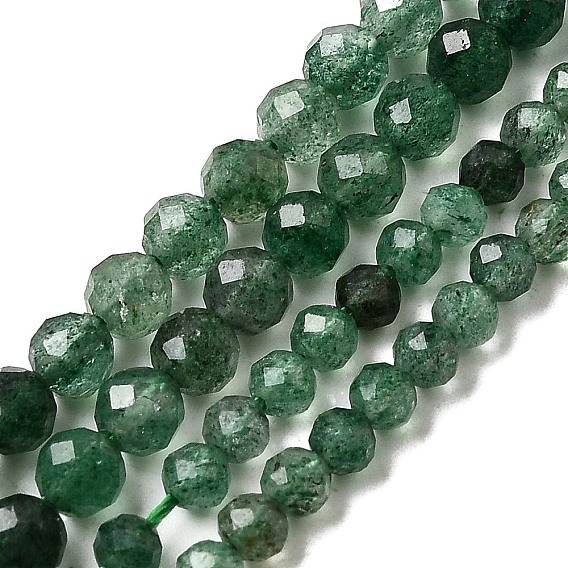 Натуральный зеленый клубника кварц бисер нити, граненые круглые
