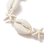 Natural Shell & Synthetic Turquoise Starfish Braided Bead Bracelets, Braided Adjustable Bracelet