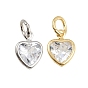 Латунь с кубическим цирконием подвеской, сердце прелести, с целью перехода в кольце, стойки покрытие, долговечный, без свинца и без кадмия