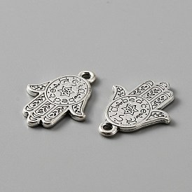 Breloque en alliage de style tibétain, main hamsa/main de miriam avec étoile de david