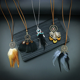 Necklaces Dream Catcher Feathers Sweater Chains Long Clothing Accessories Indy Decorations