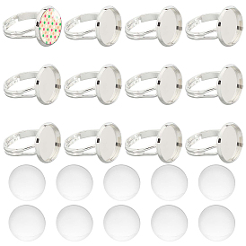 Наборы для изготовления колец для пальцев своими руками, включая регулируемые настройки латунного кольца, прозрачный полукруглый стеклянные кабошоны